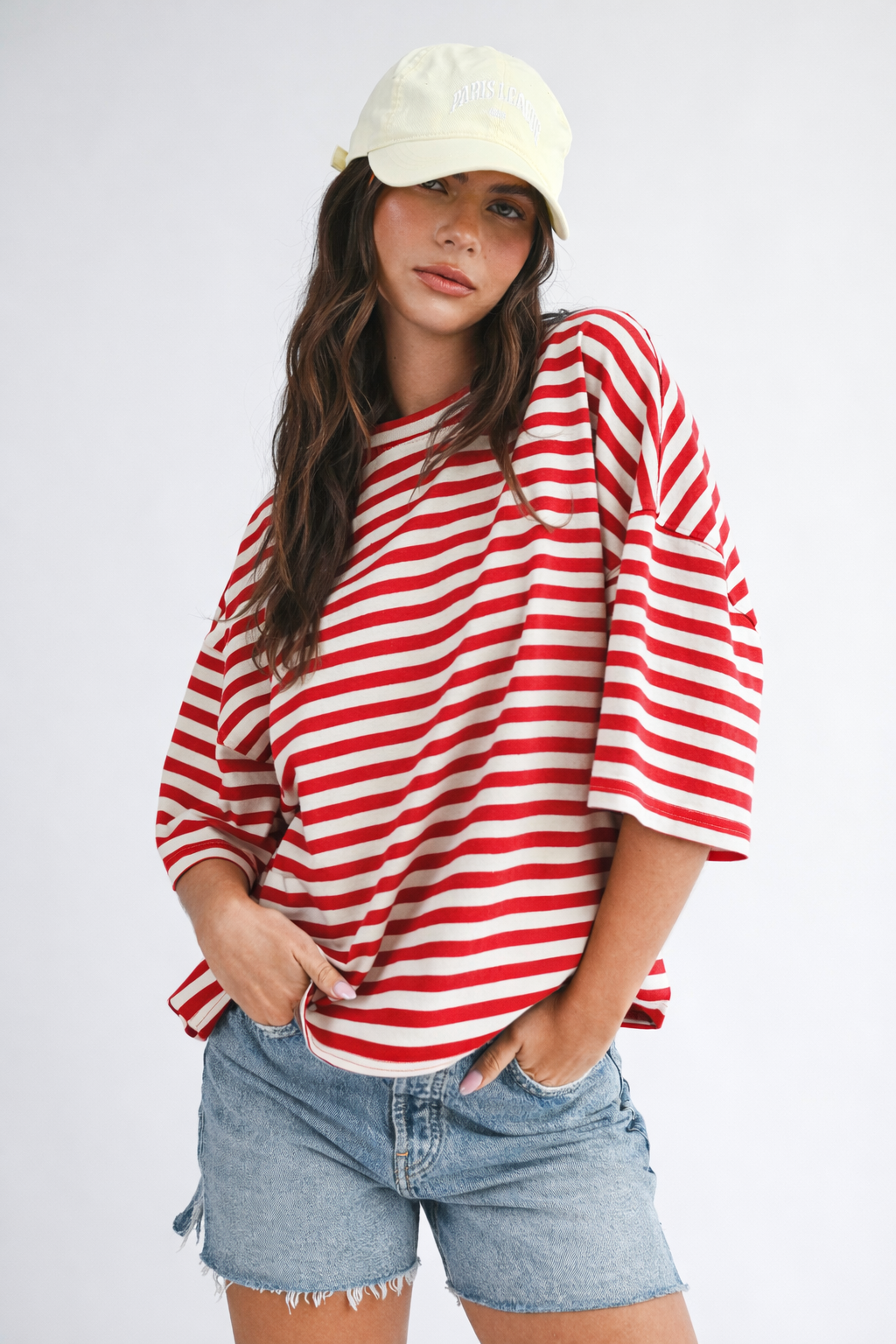 8649HN Oversized Stripe Boyfriend Tee