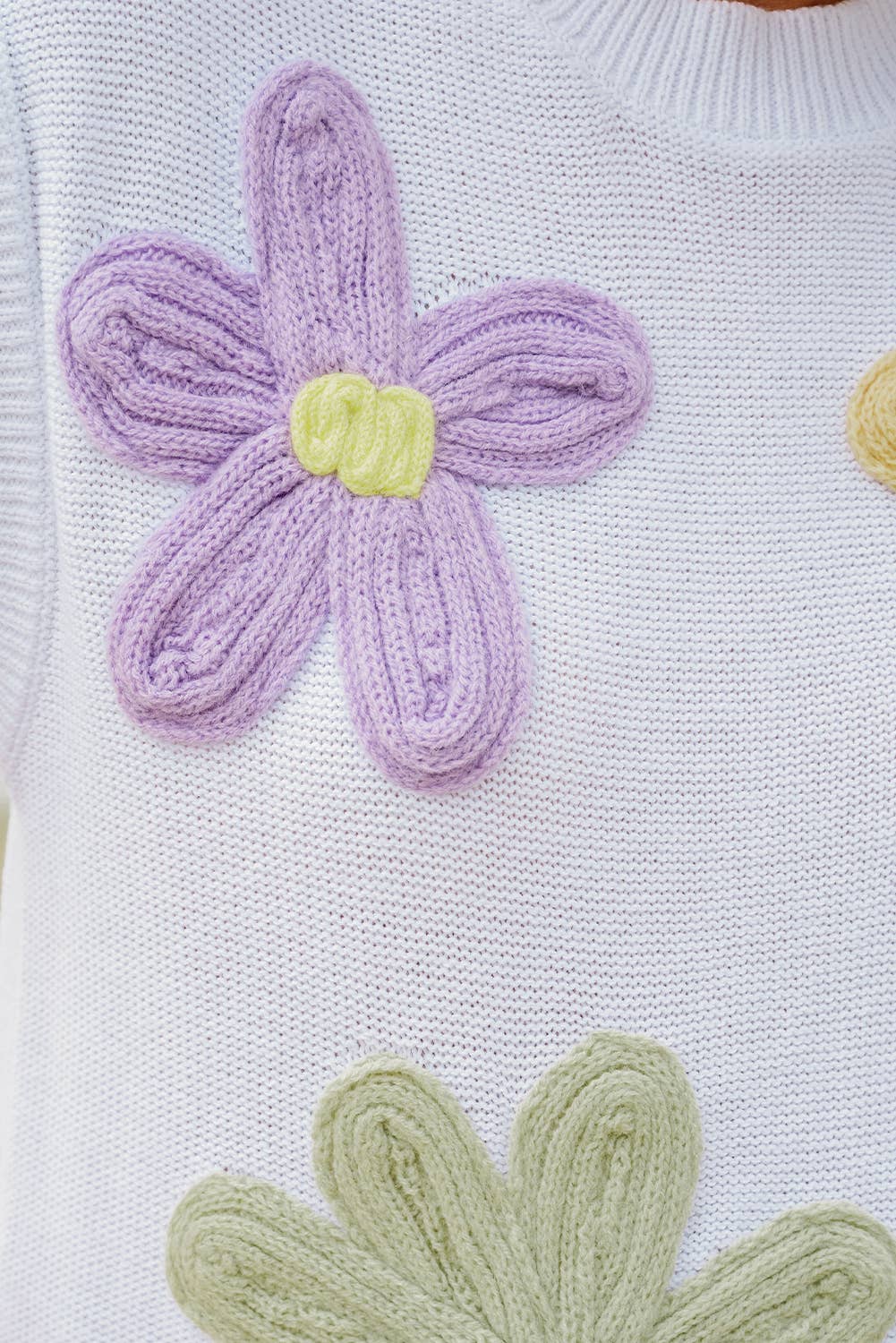 Crochet Flower Knit Short Sleeve Sweater Tops