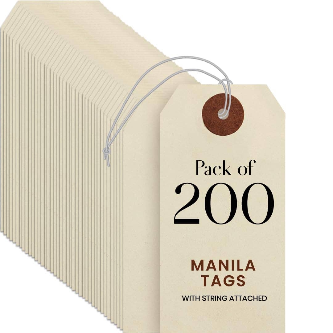 9pt Creme Manila Tag w/ String Set of 200 Size #3