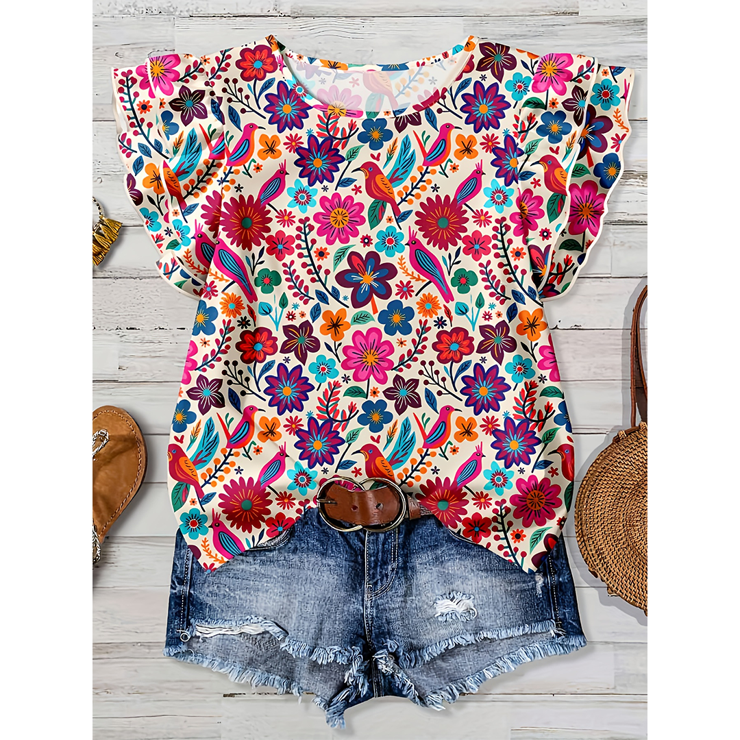 Summer Short Sleeve Floral Print Casual Shirt ZK4100
