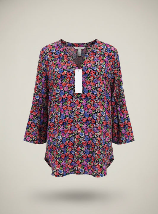 Black floral blouse