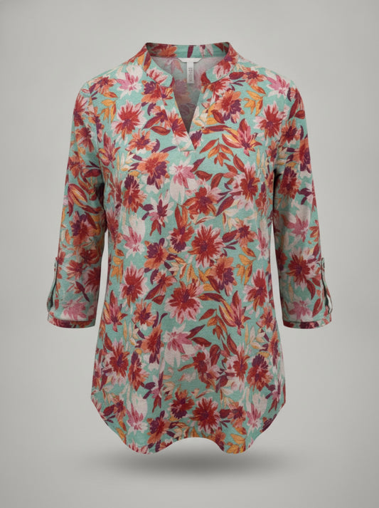 Sea green floral blouse