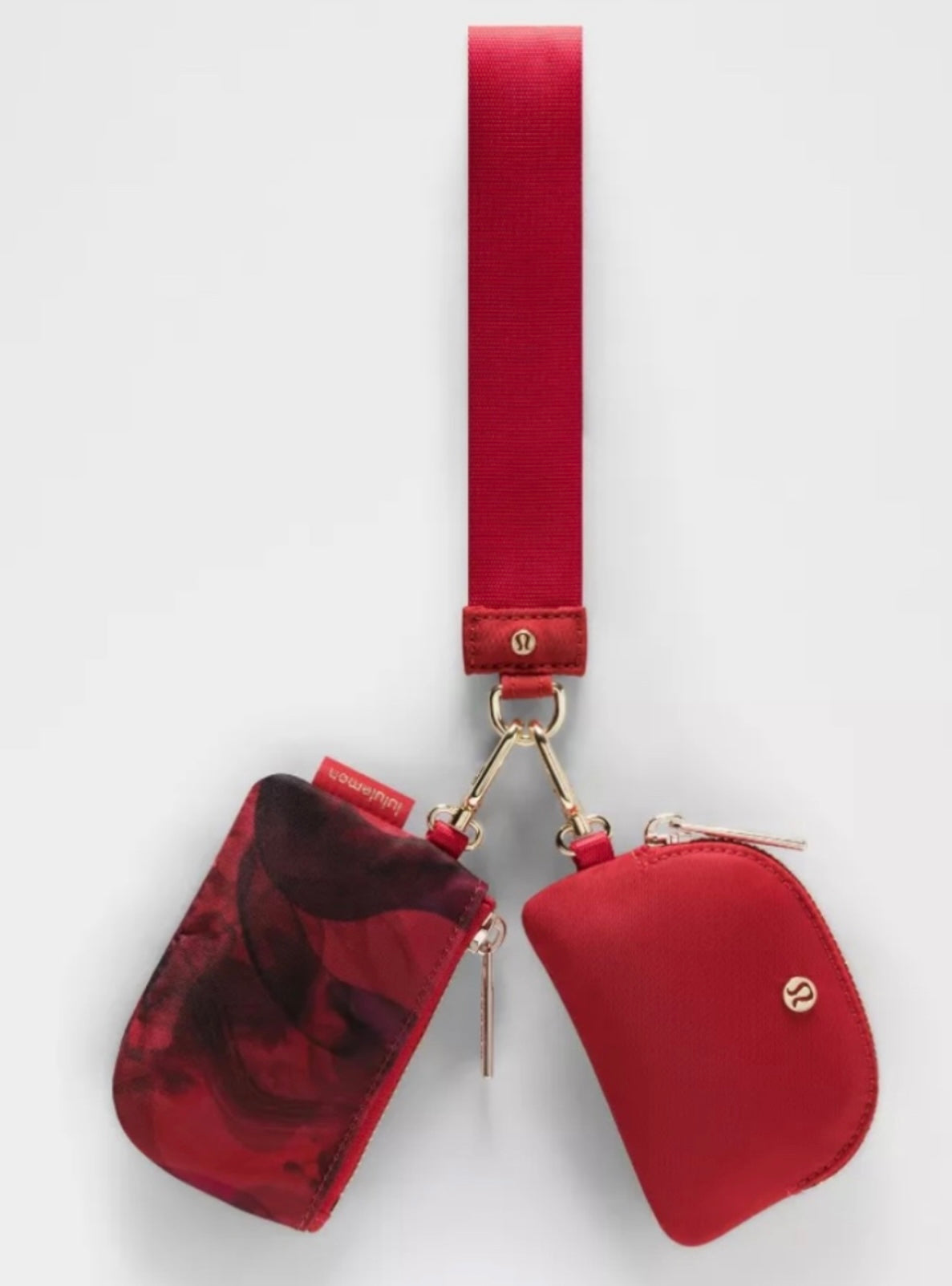 Red dual pouch wristlet