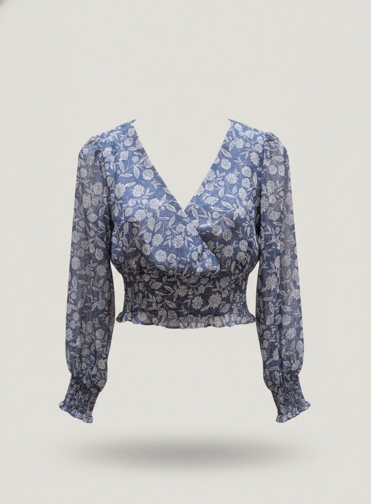 Navy floral blouse