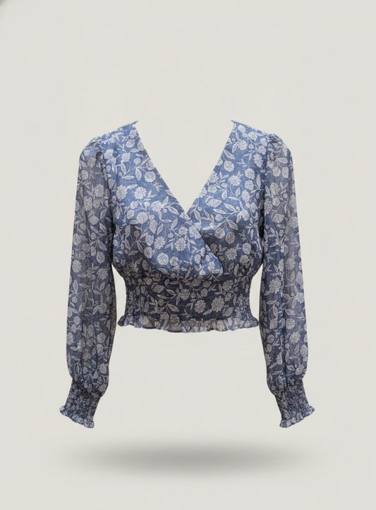 Navy floral blouse