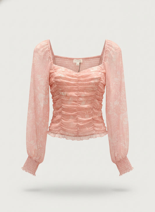 pink floral blouse