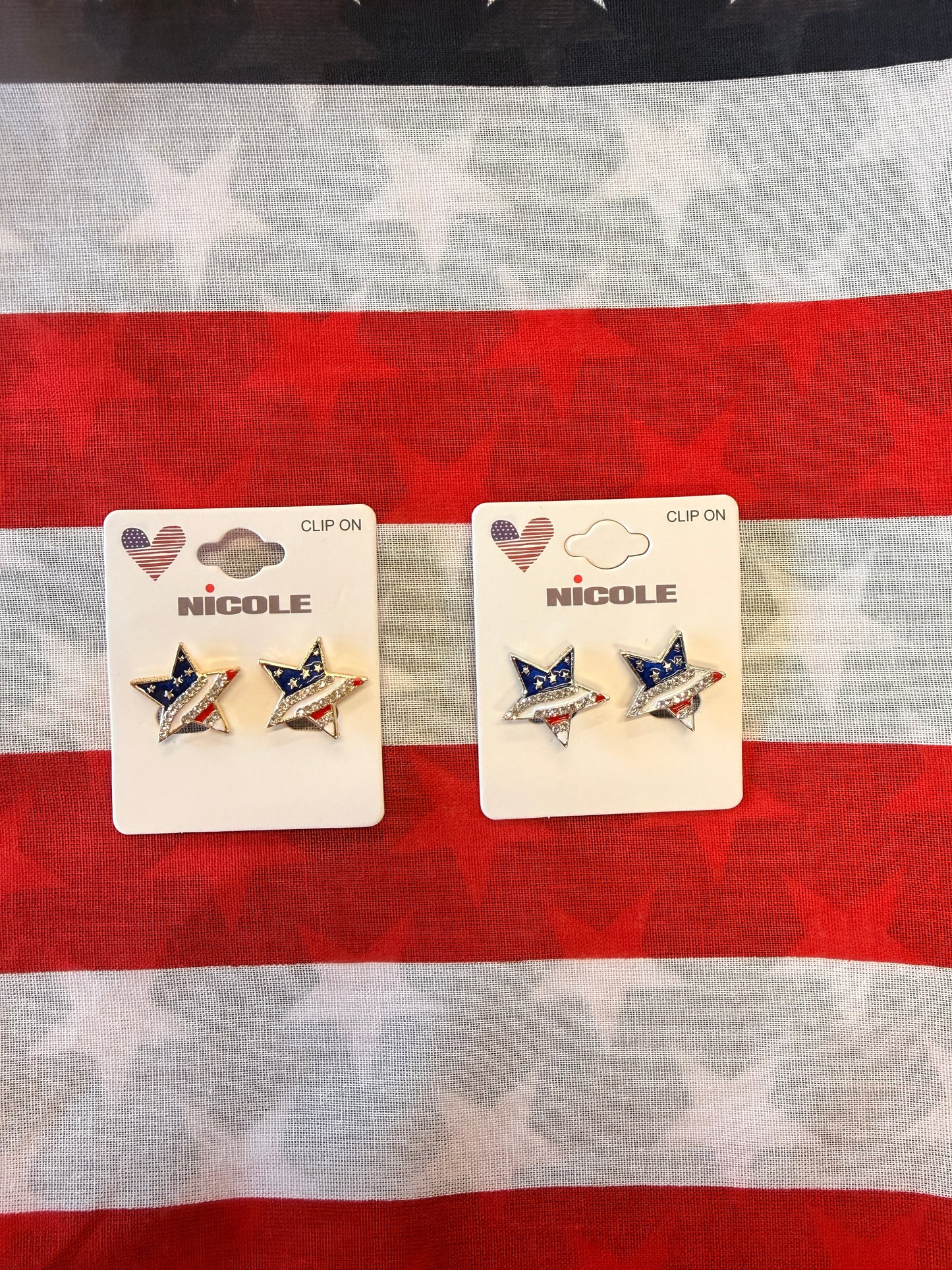American flag star earrings