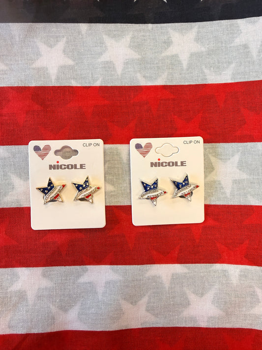 American flag star earrings