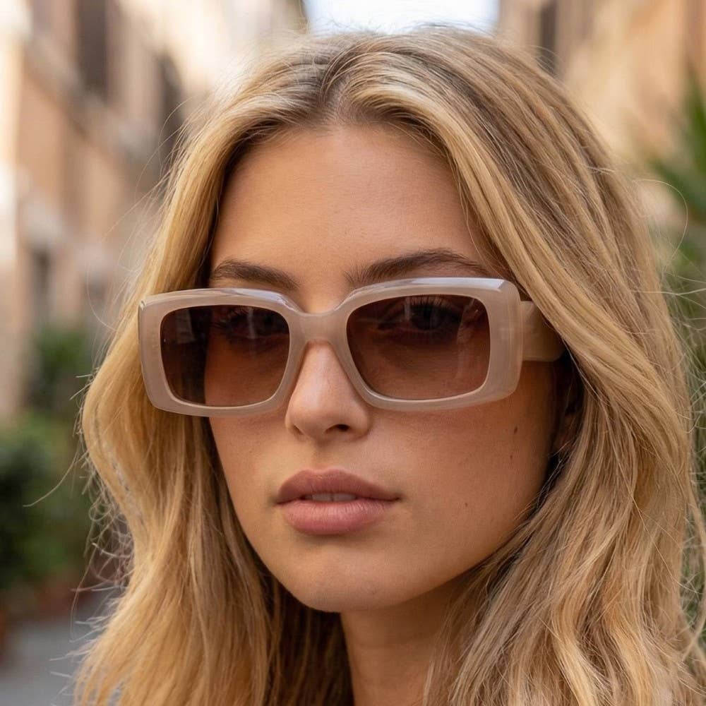 Thick Frame Rectangle Sunglasses Set