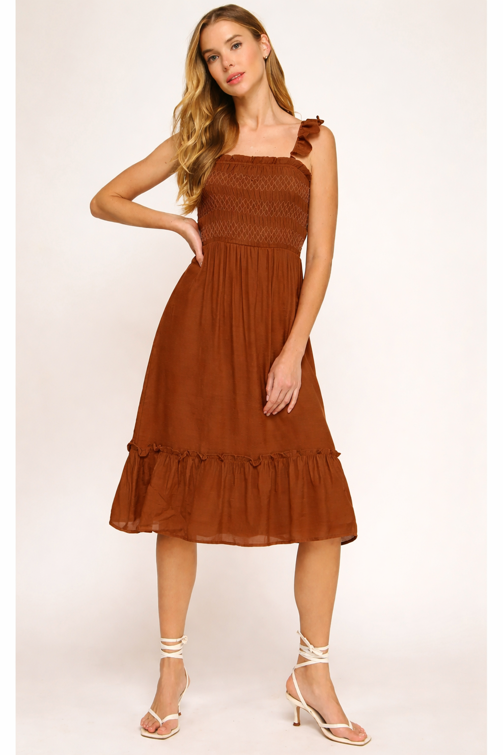PAPAYA GAUZE DRESS WITH BRAIDED ELASTIC