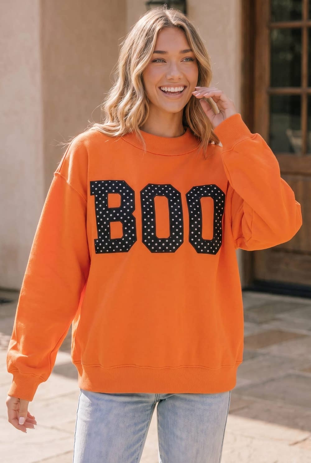 Boo Polka Dot Graphic Sweatshirt