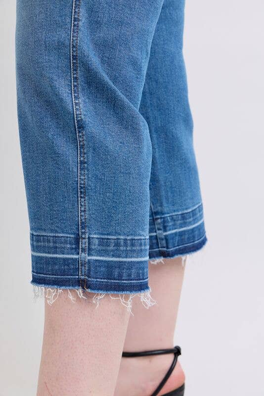 High Waisted Tummy Control Release Hem Crop Wide- PLUS