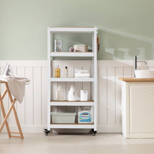 24"W 5-Tier Rolling Storage Rack for Pantry & Garage, 1Pack