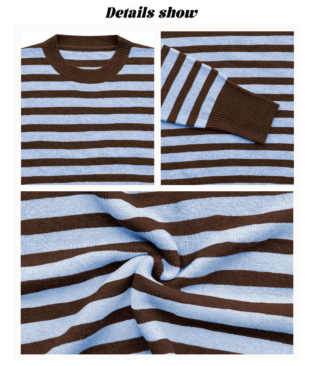Women's Relaxed Fit Fall Striped Pullover Sweater