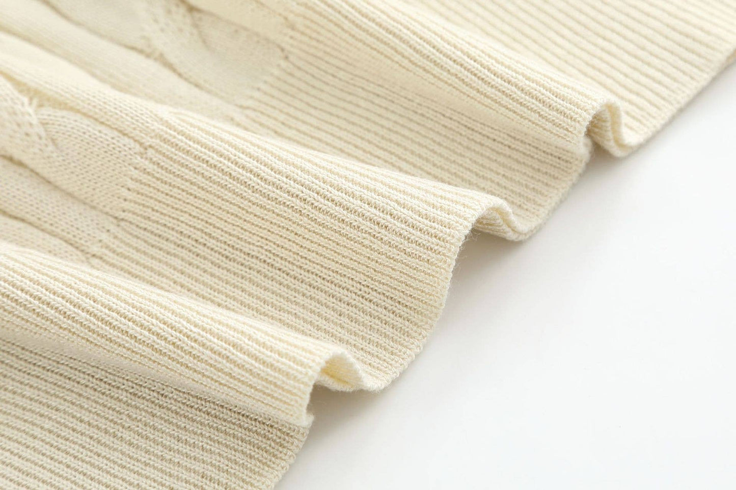 Cable Knit Short Sleeve Polo Top