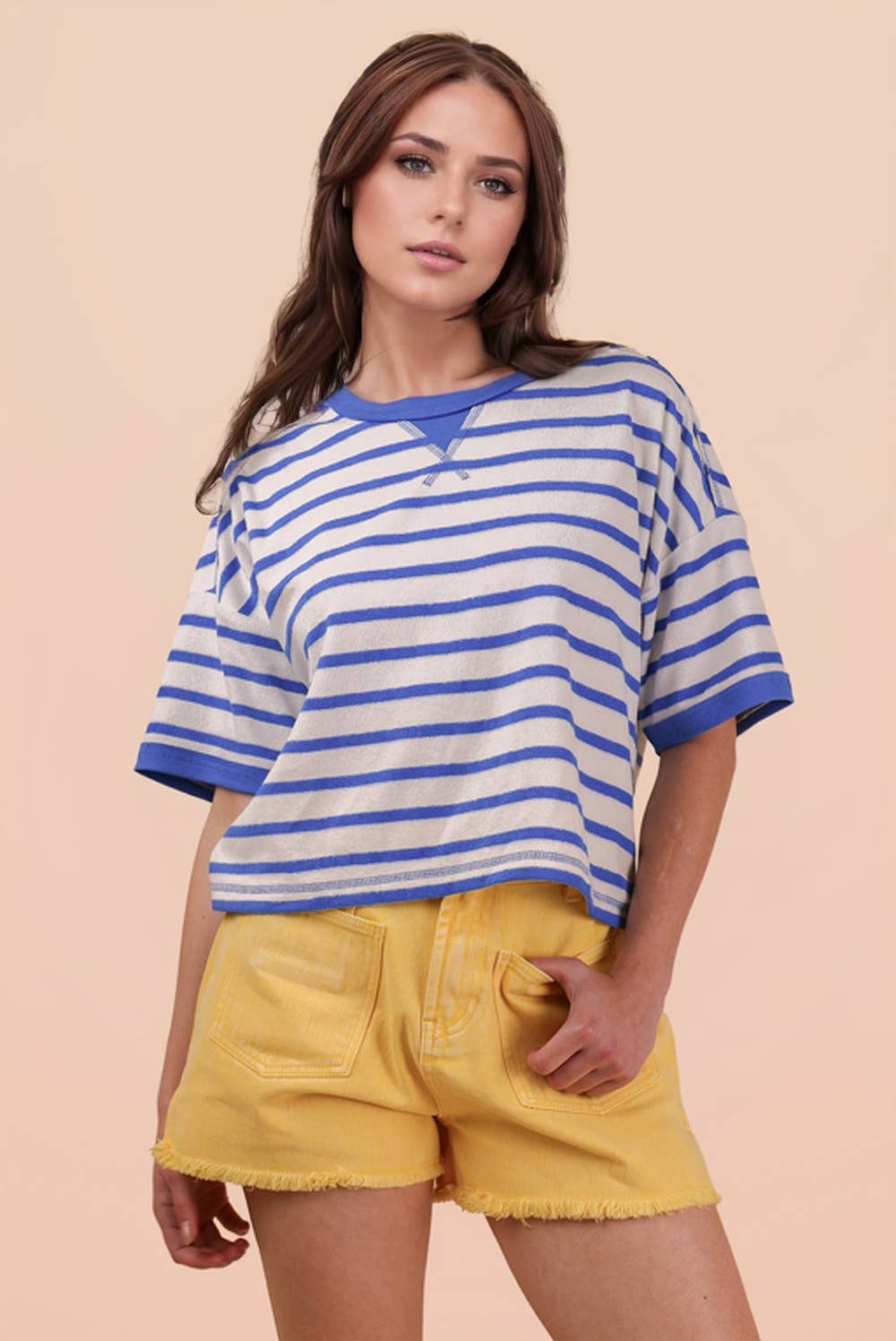 NT12210-Oversized Stripe Casual Comfy Knit Top