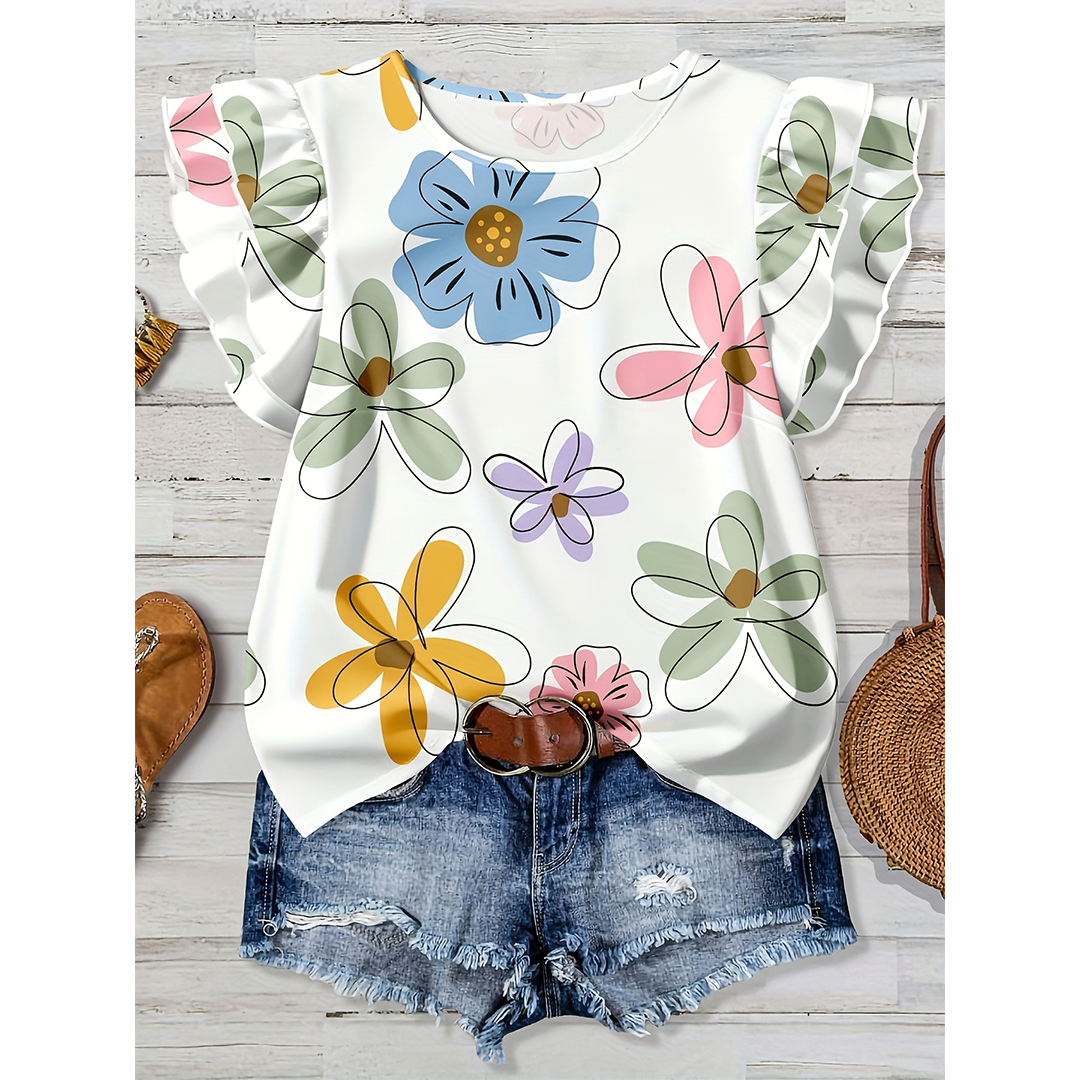 Summer Short Sleeve Floral Print Casual Shirt ZK4100