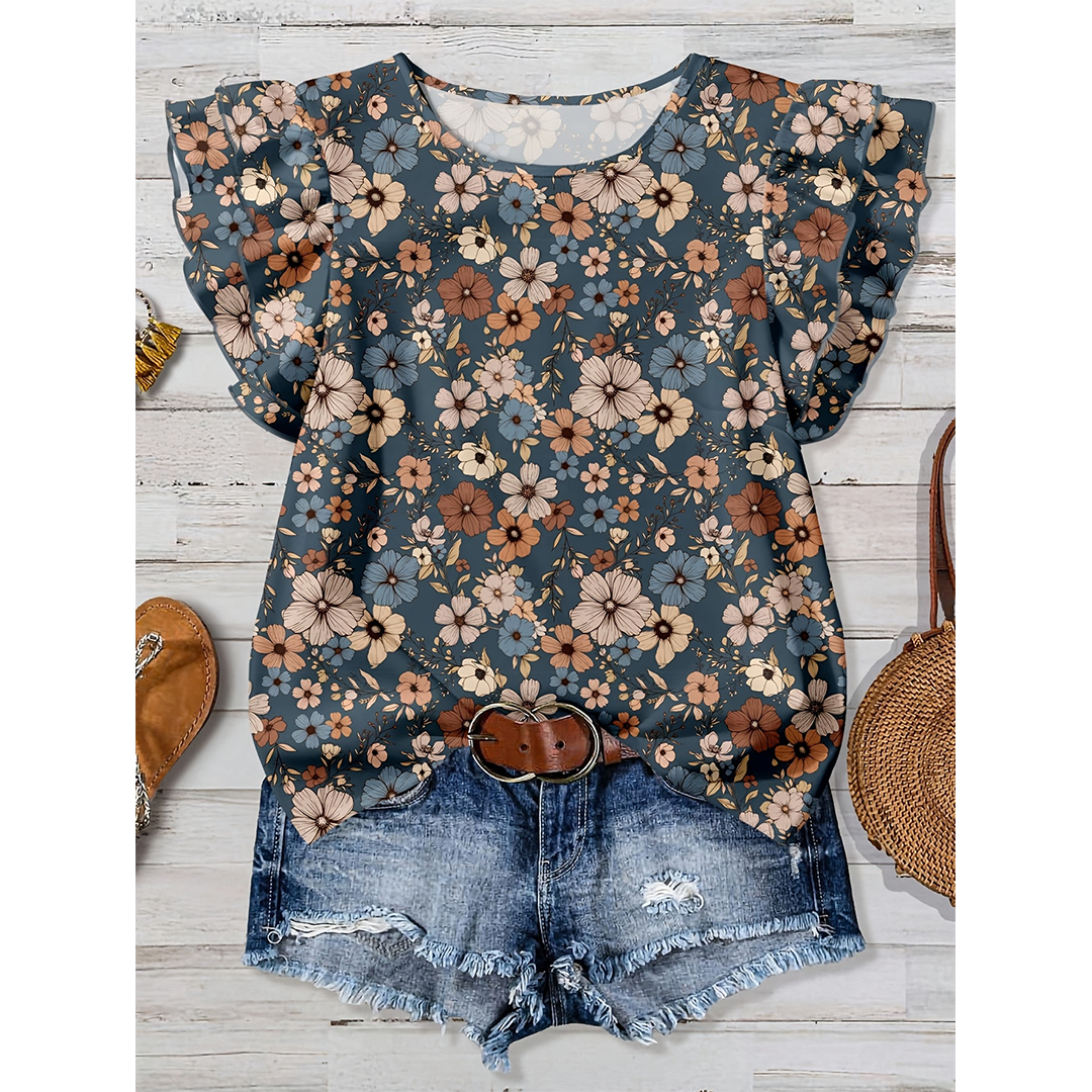 Summer Short Sleeve Floral Print Casual Shirt ZK4100