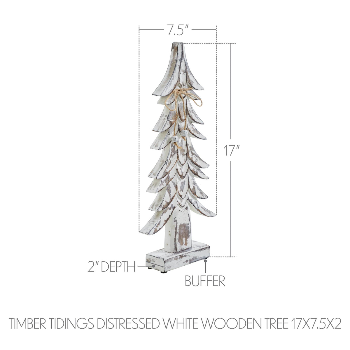 Timber Tidings Distressed White Wooden Tree 17x7.5x2
