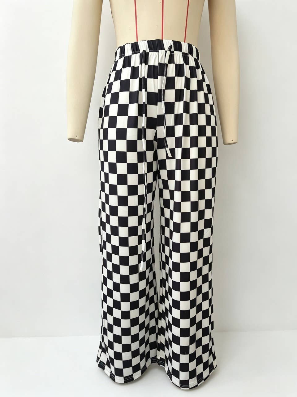 Plaid pants wide-leg checkered lounge pants