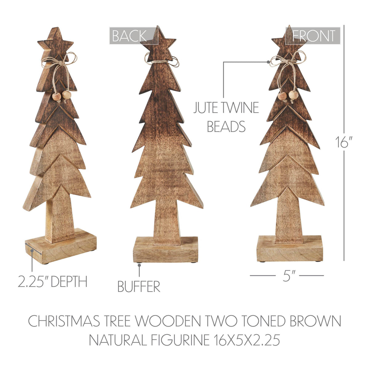 Christmas Tree Two-Toned Wooden Figurine 16in