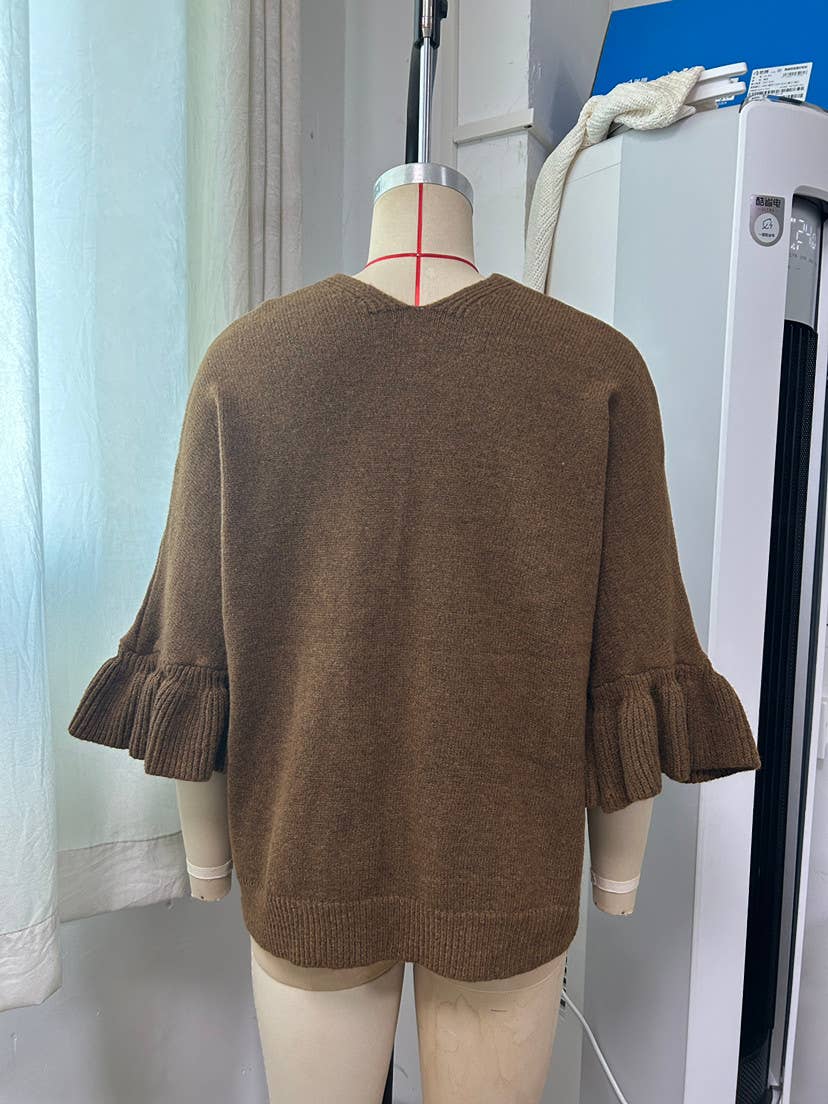 Solid 3/4 Sleeve Knit Cardigan