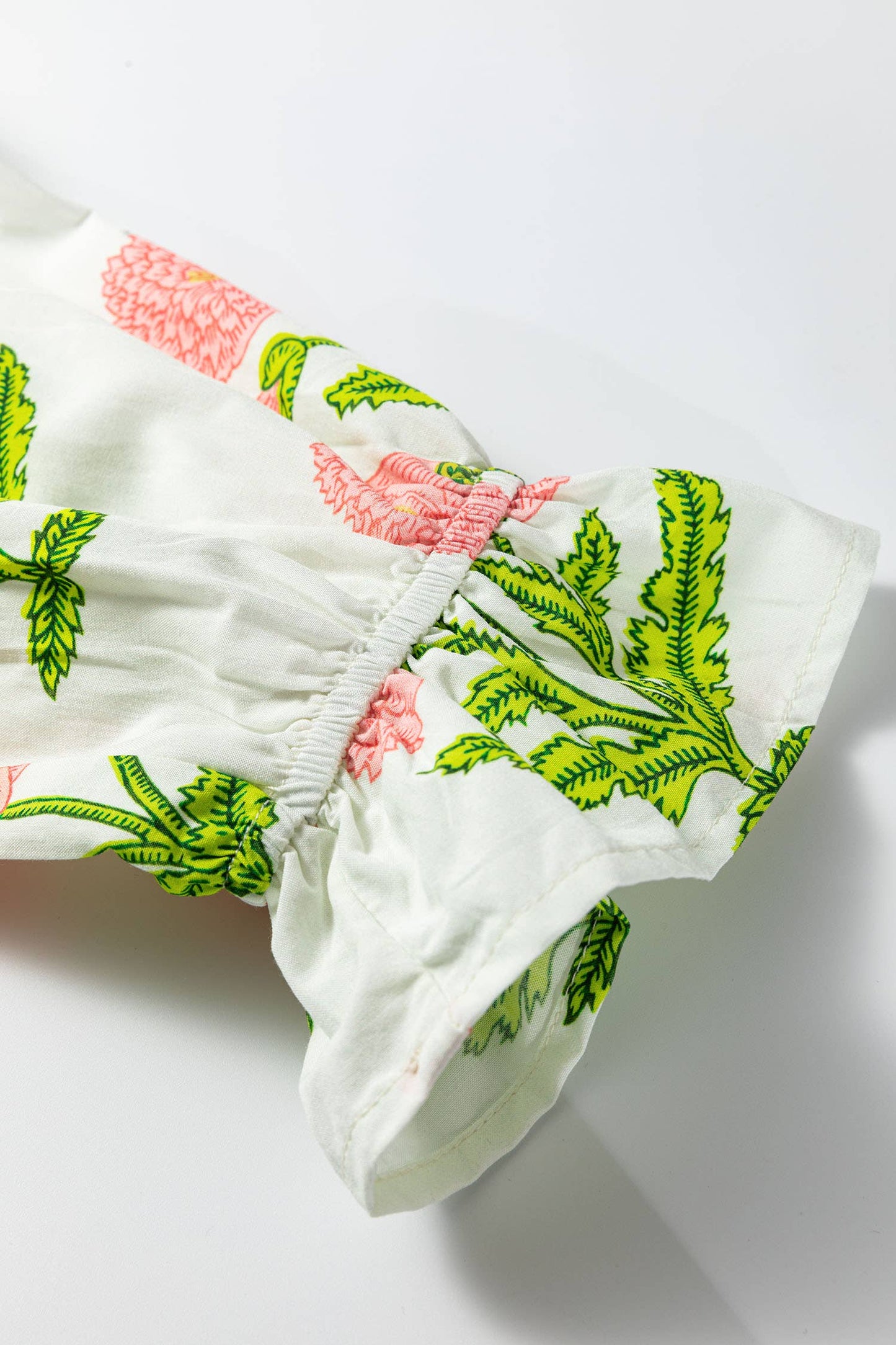 Summer Wild Flower Print V Neck 3/4 Sleeve Blouse