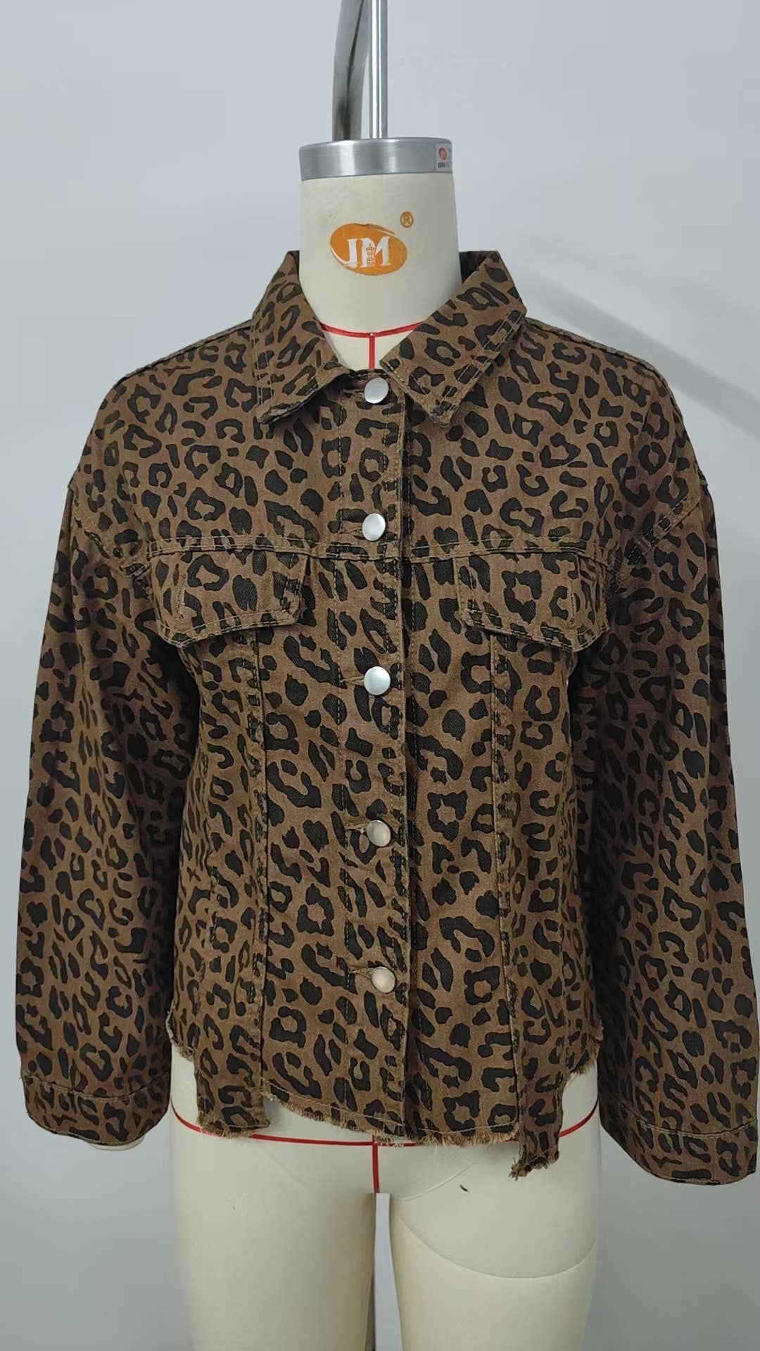 Leopard Print Denim Crop Jacket