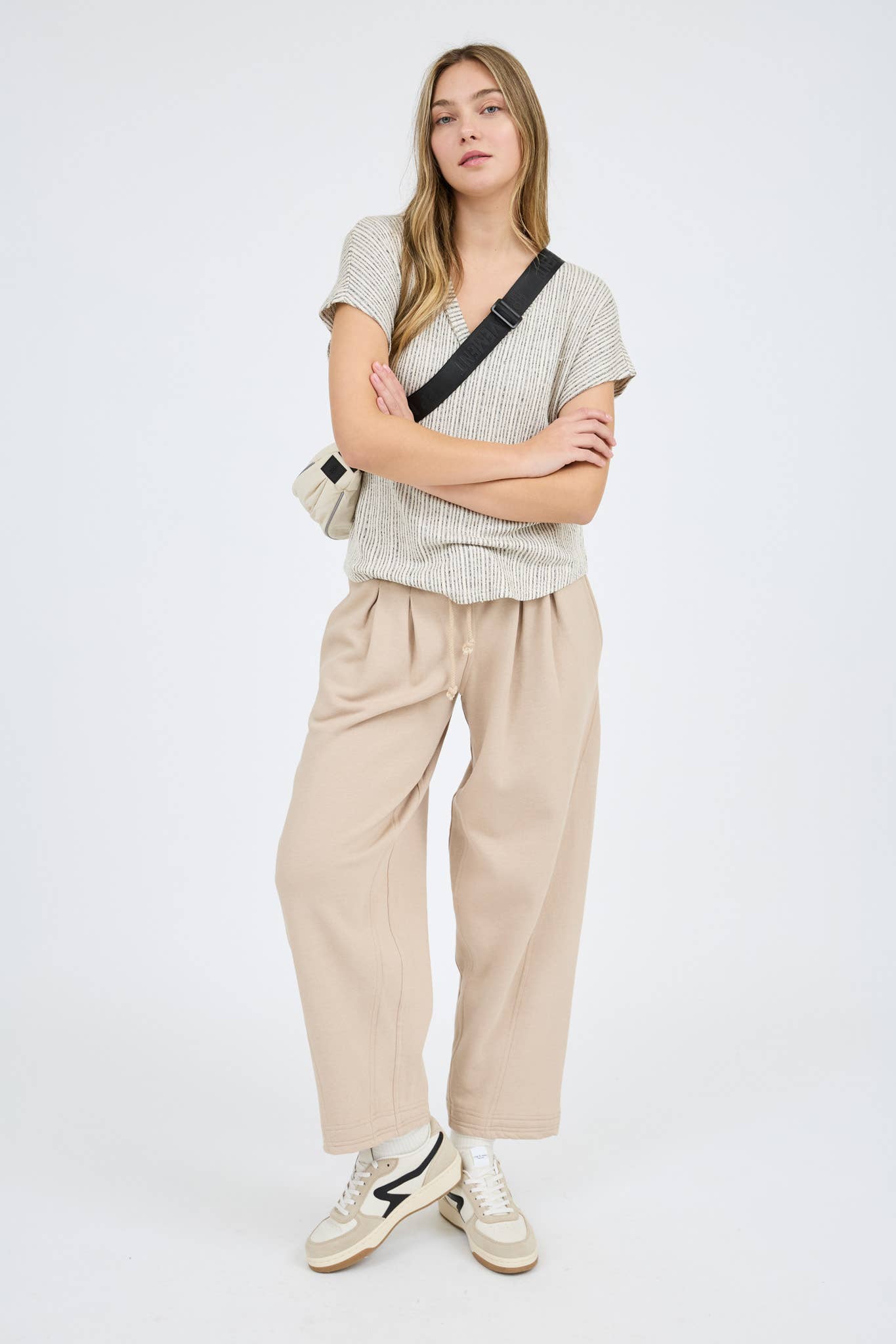 PLUS V NECK EXTENDED SHORT SLEEVE SWEATER KNIT TOP
