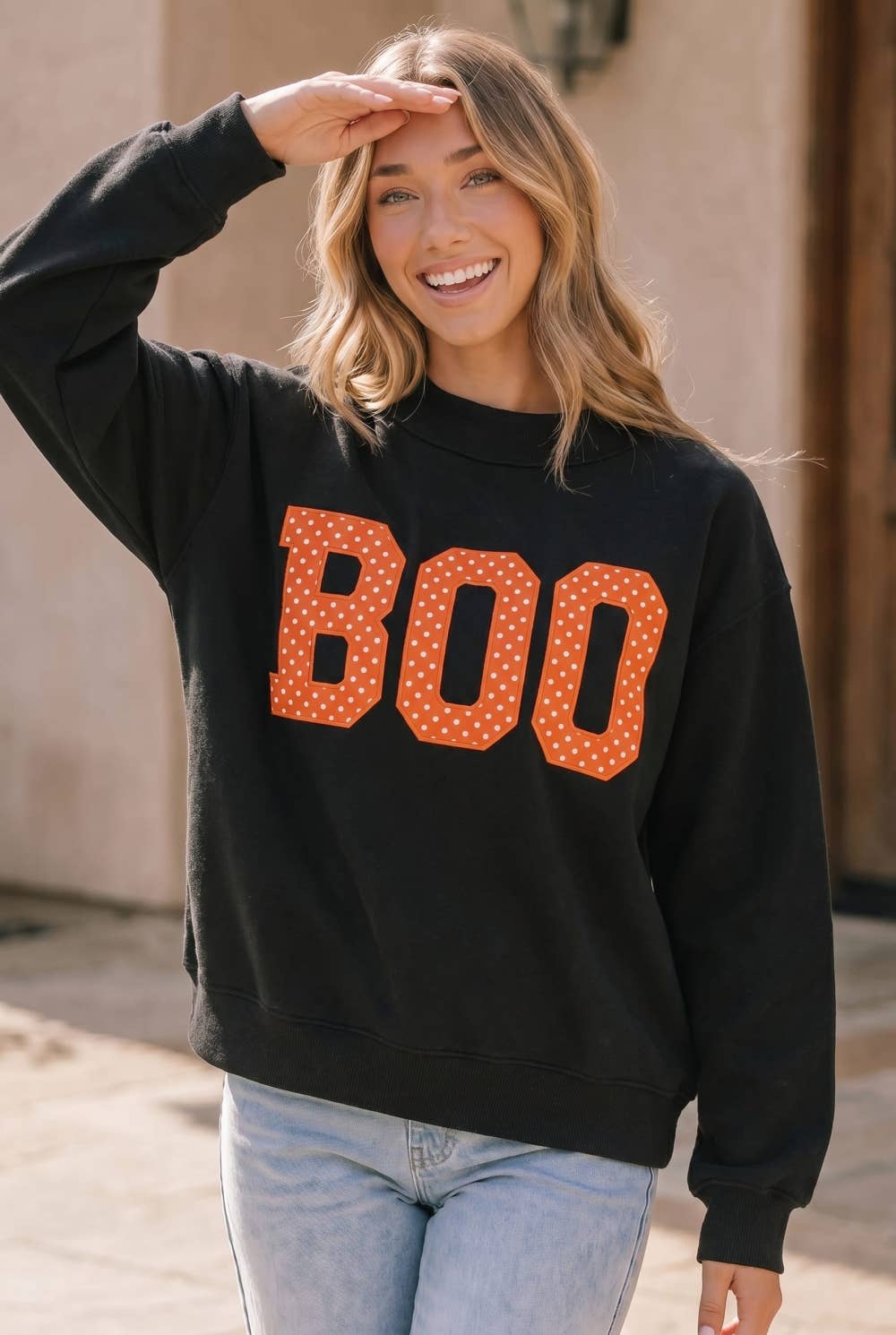 Boo Polka Dot Graphic Sweatshirt