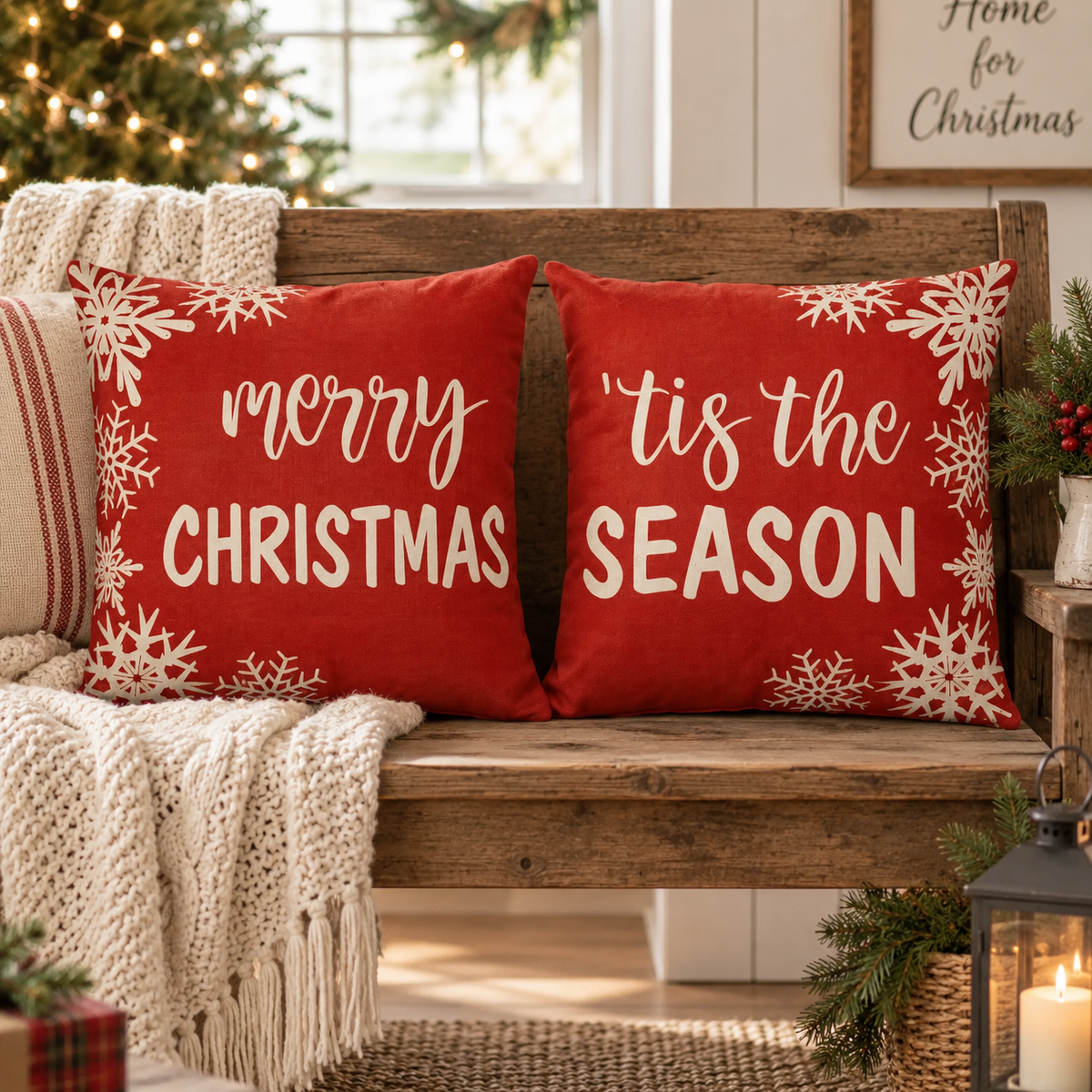Merry Christmas Pillow Cover Set of 2 18Lx18W