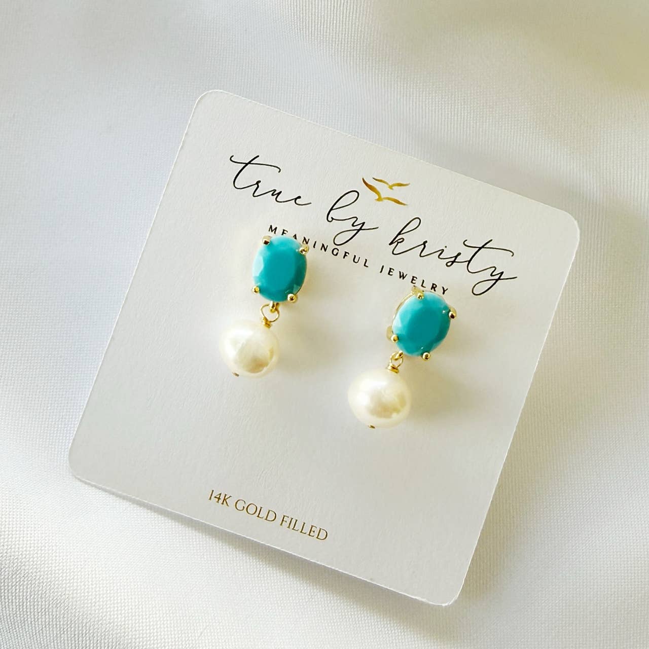 Skye Turquoise Blue Freshwater Pearl Earrings Gold Filled