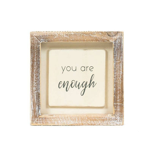 11947 - 5x5 wood frame sign (ENOUGH)  home decor gift