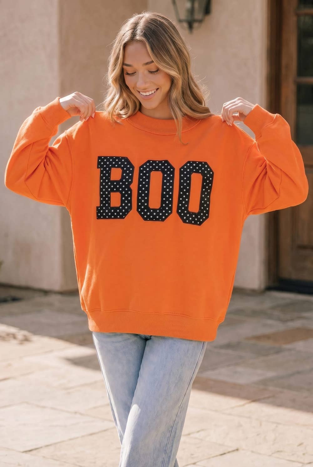 Boo Polka Dot Graphic Sweatshirt
