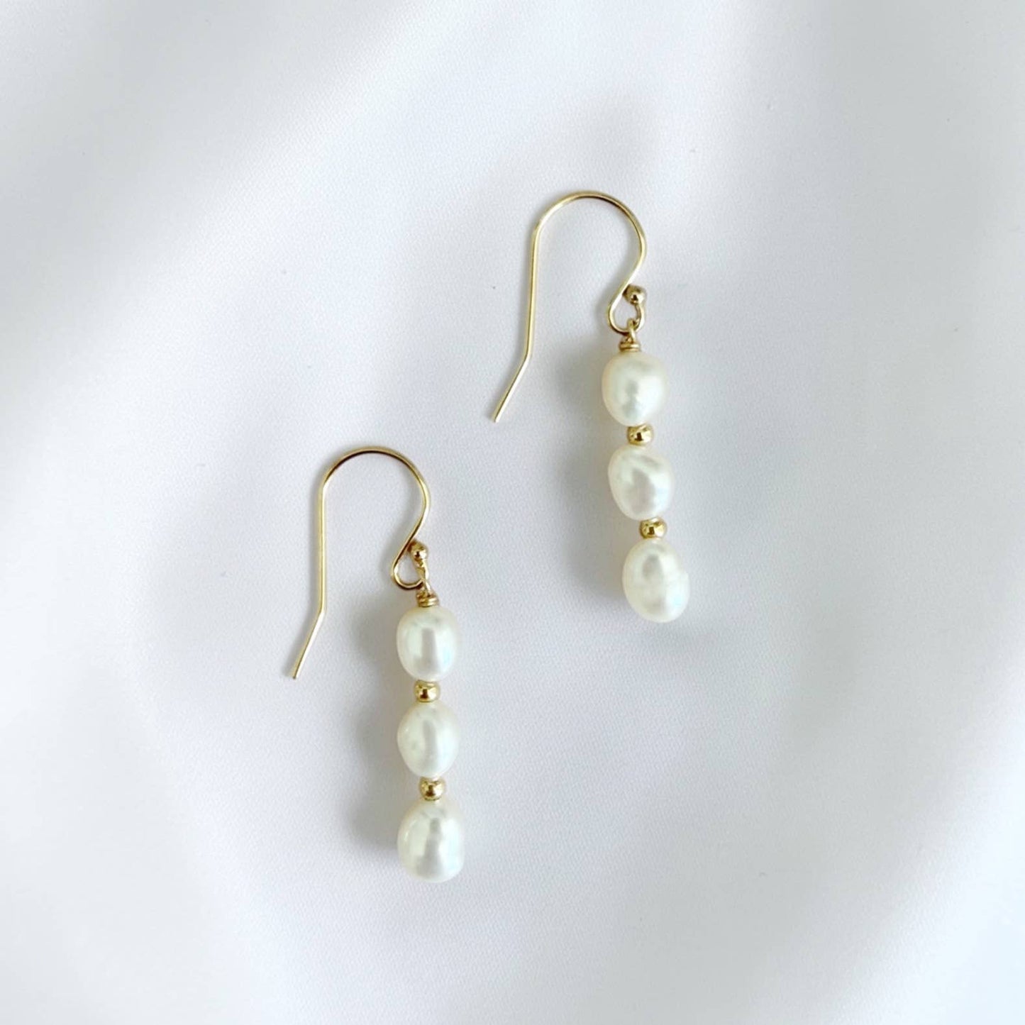 East Coast Freshwater Pearl Dangle Earrings Gold Filled