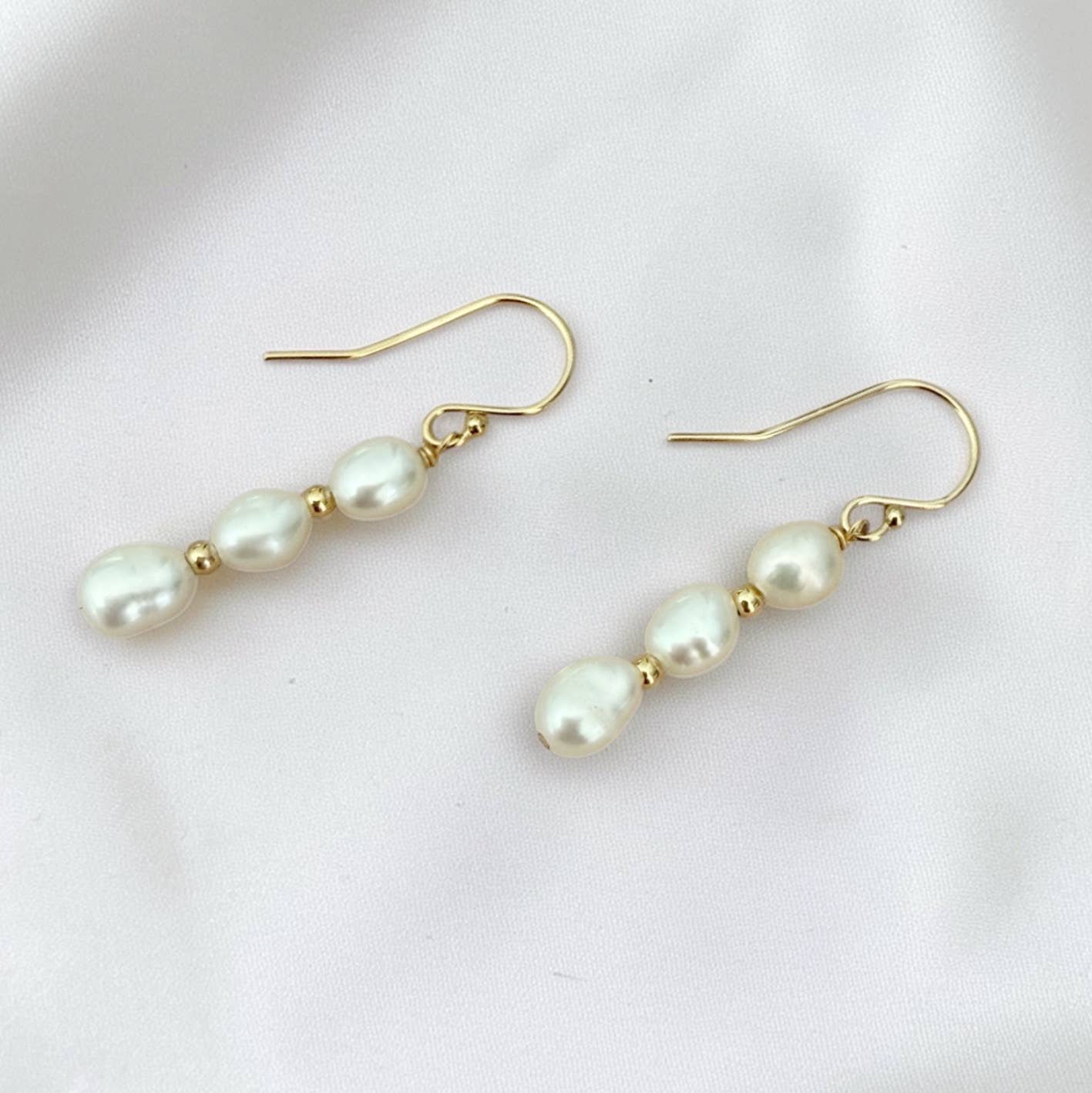 East Coast Freshwater Pearl Dangle Earrings Gold Filled
