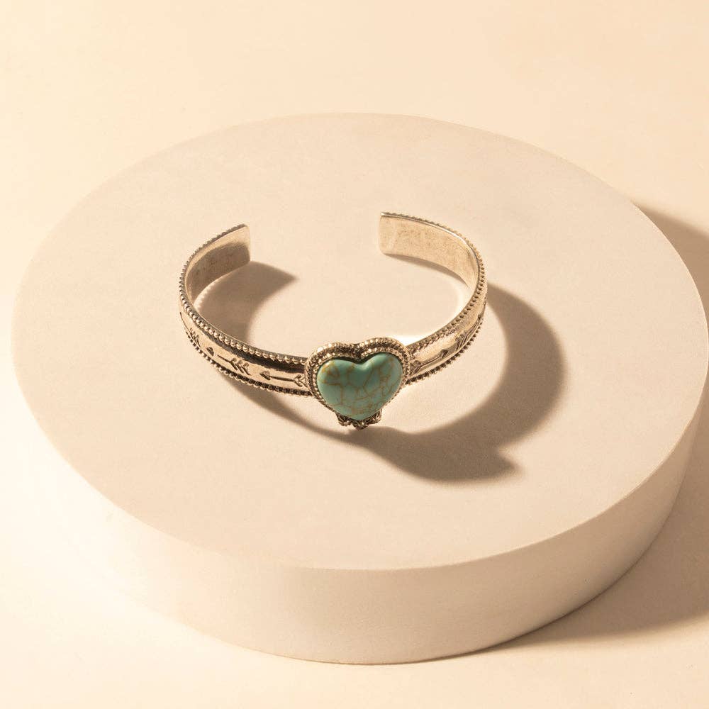 Wildheart Stone Cuff Bracelet for Women with turquoise and arrow detail for everyday western wear