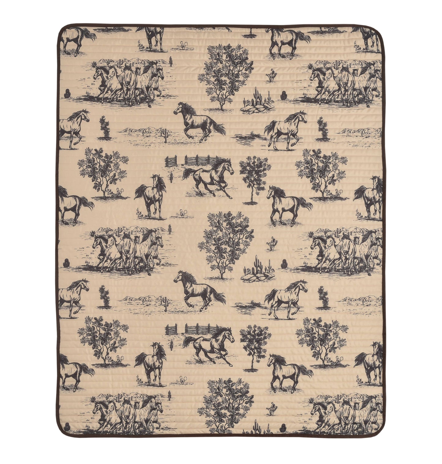 QUILT PLUSH BLANKET RANCHLAND HORSES 50"X60"