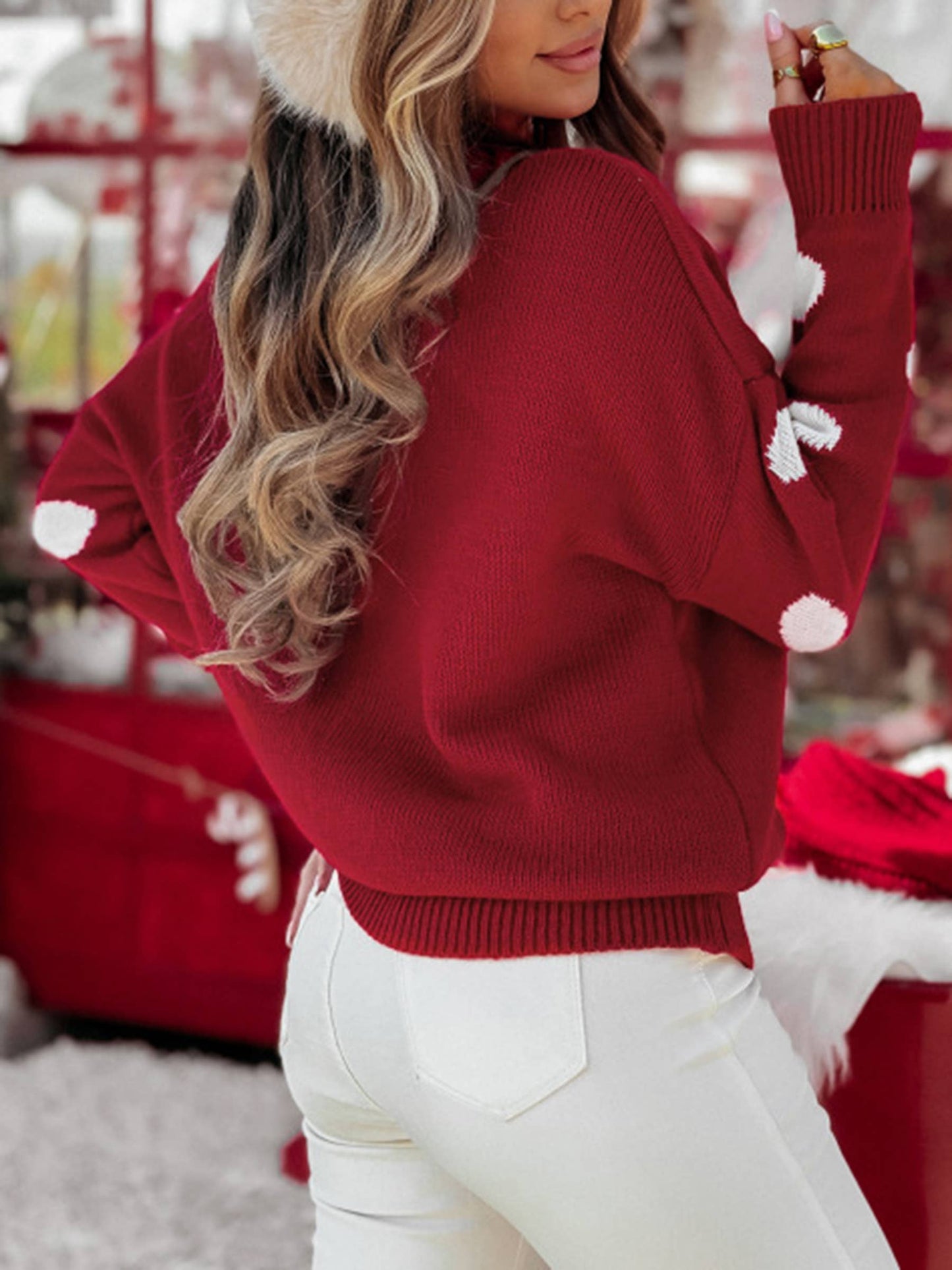 Round Neck Christmas Red Sweater