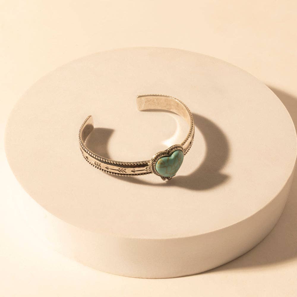 Wildheart Stone Cuff Bracelet for Women with turquoise and arrow detail for everyday western wear