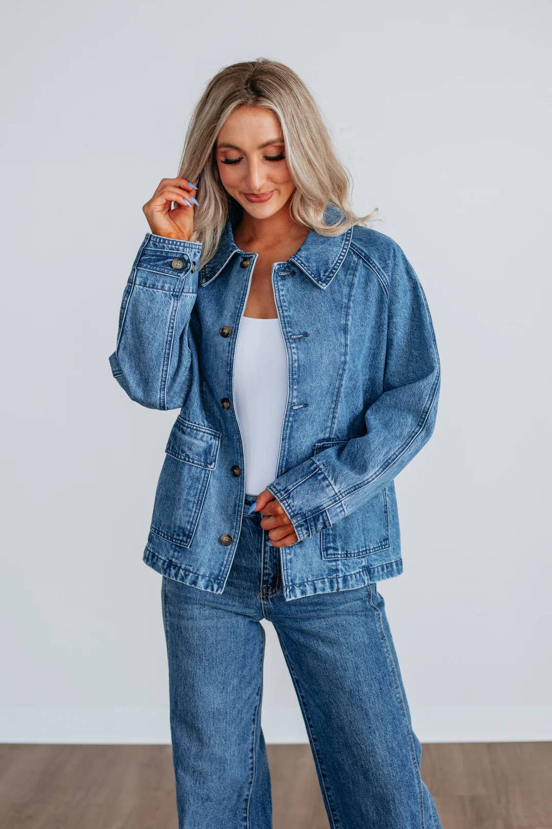 Button-Front Denim Jacket