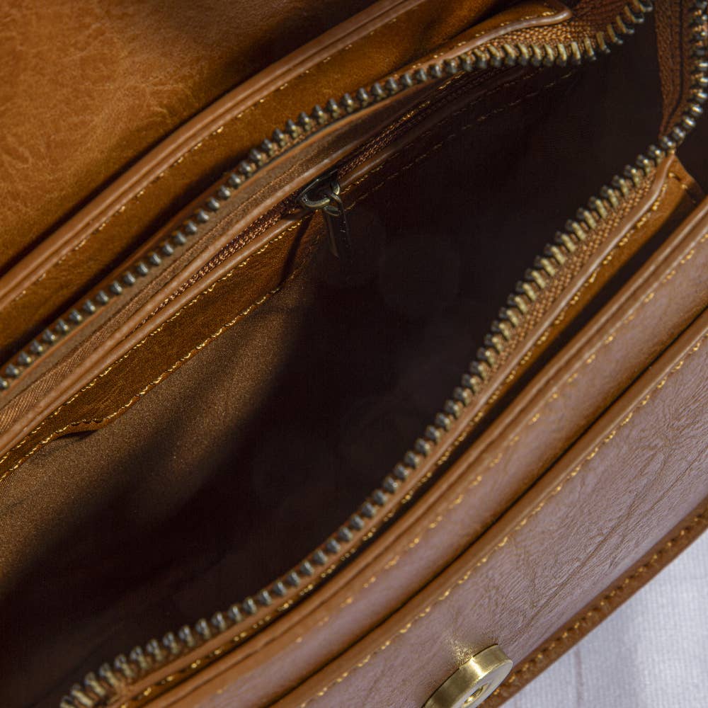 Animal Print Flap Whipstitch Saddle Crossbody Bag