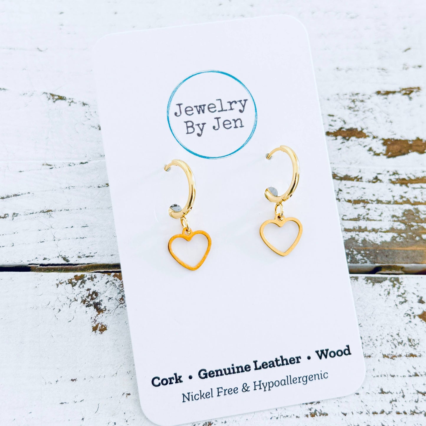 Huggie Earrings: Gold Heart Charm