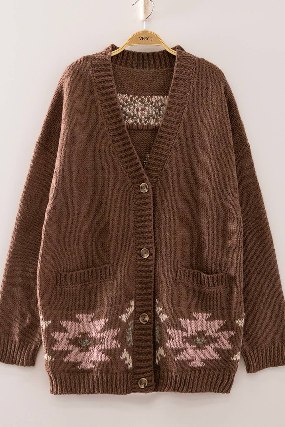 12W3668N-Western Horse Intarsia Knit Cardigan