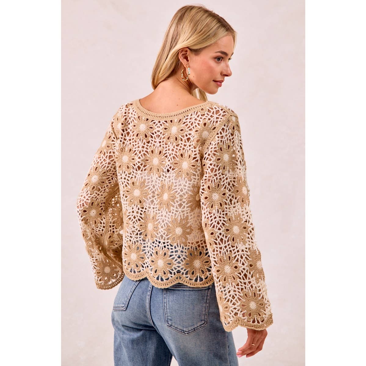 FLOWER CROCHET KNIT TOP