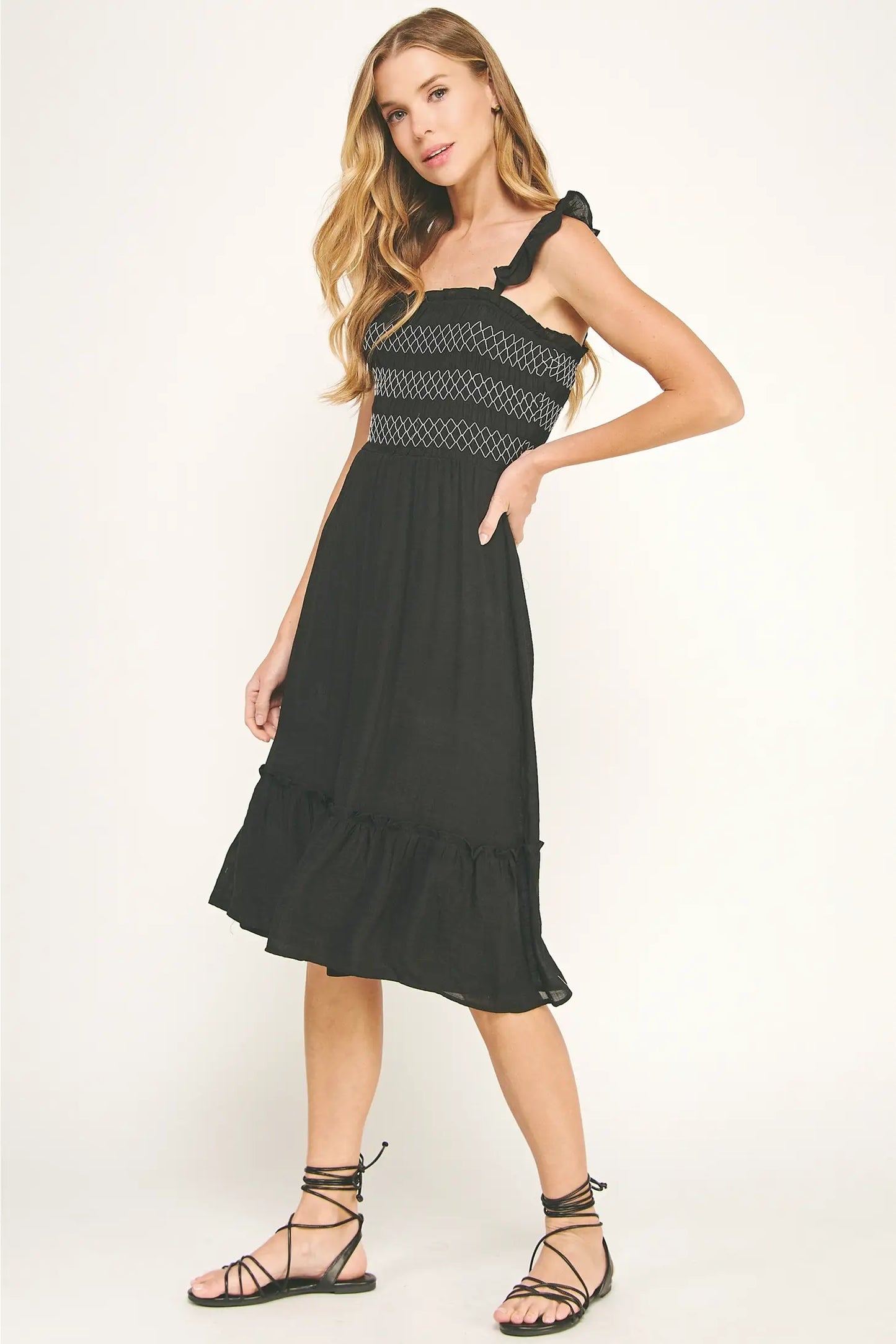 PAPAYA GAUZE DRESS WITH BRAIDED ELASTIC