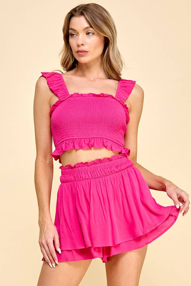 Smocked Ruffle Crop Top