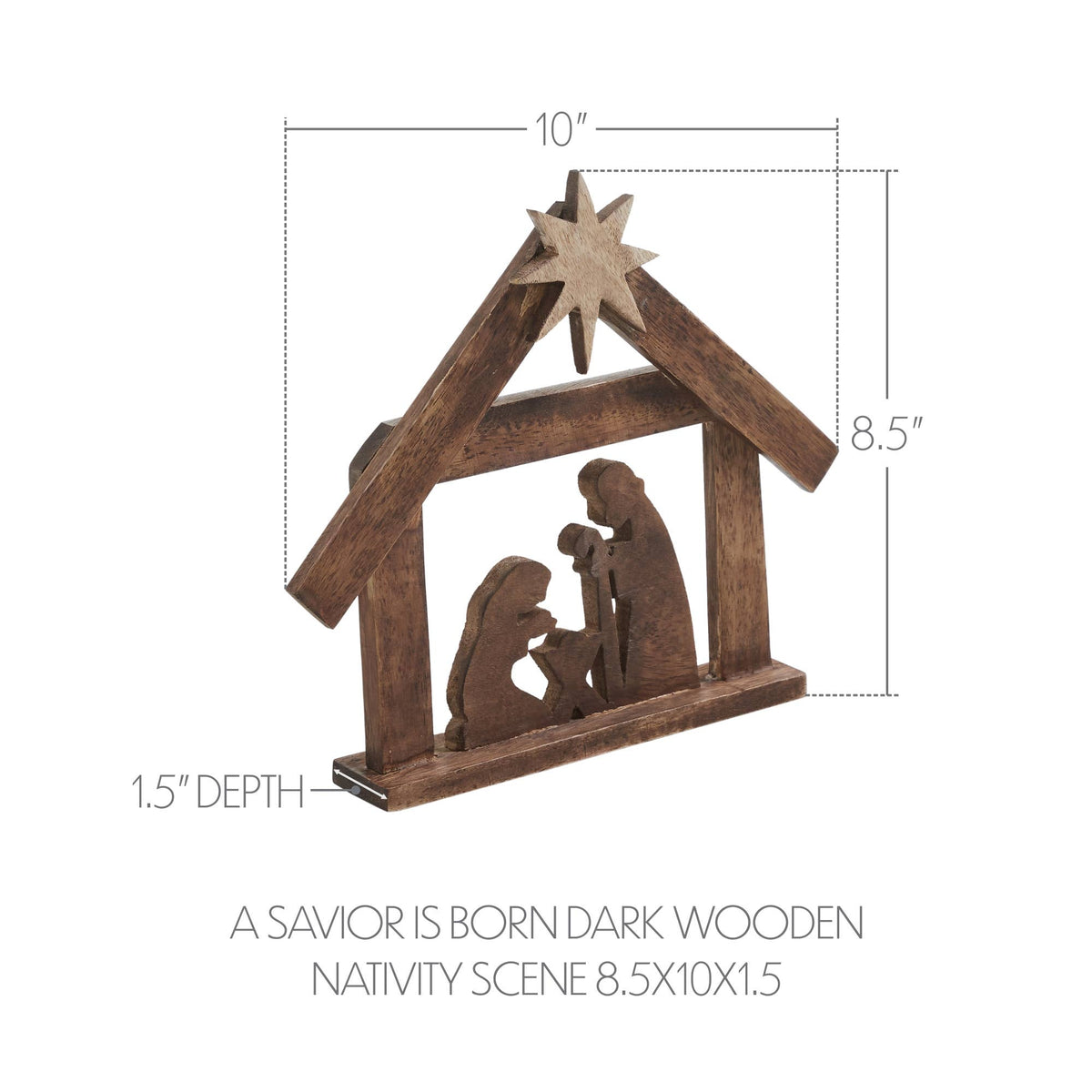 Christmas Nativity Manger 10" Dark Wood