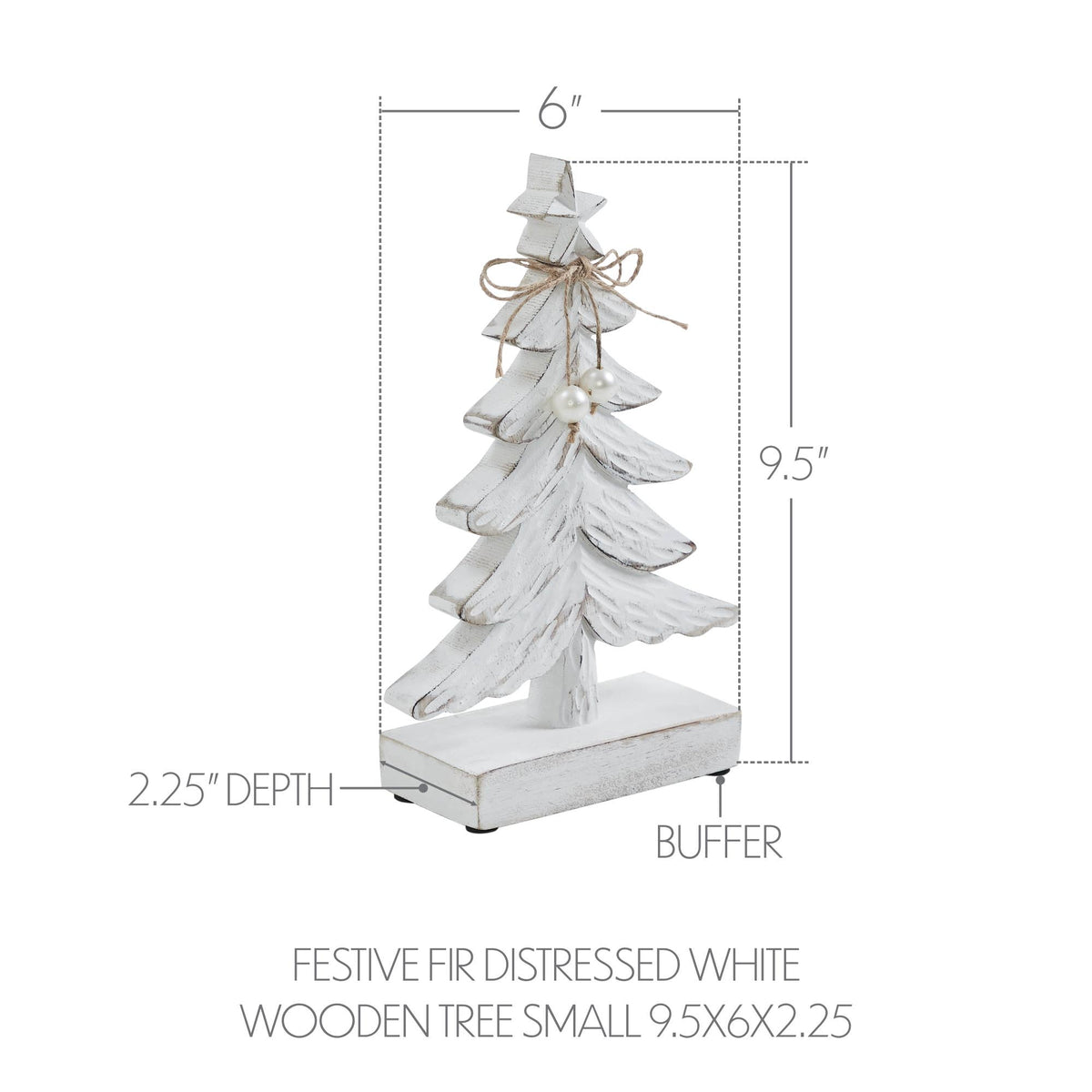 White Wooden Tree Small 9.5x6x2.25 Festive Fir