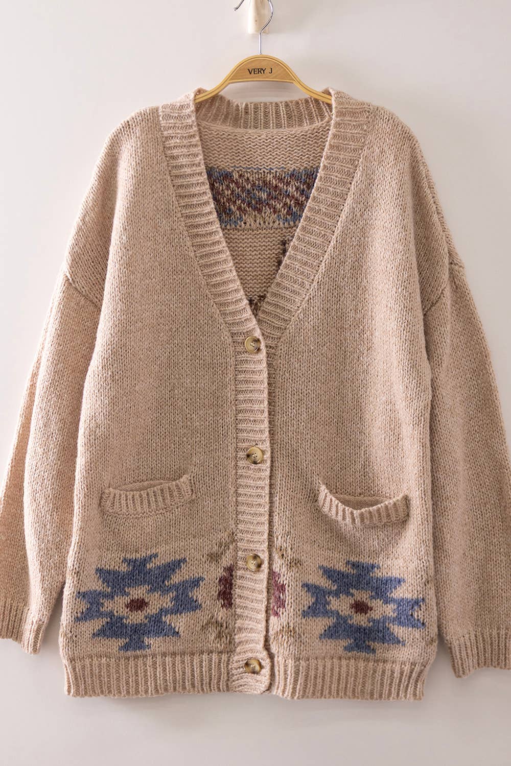 12W3668N-Western Horse Intarsia Knit Cardigan